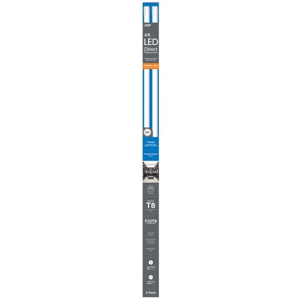 Feit Electric Feit T8 Daylight Deluxe 48 in. G13 Linear LED Linear Lamp 32 Watt Equivalence 2 pk T848HO865LED2RP - main